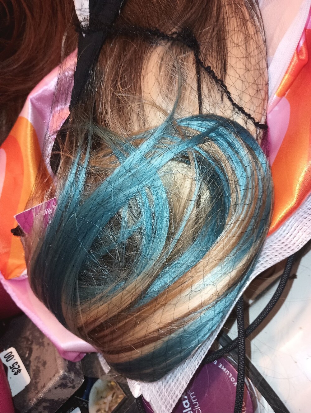 Blonde to Teal  Synthetic Wig - Headband Teal Tips Fits Like A Regular SOLD out!